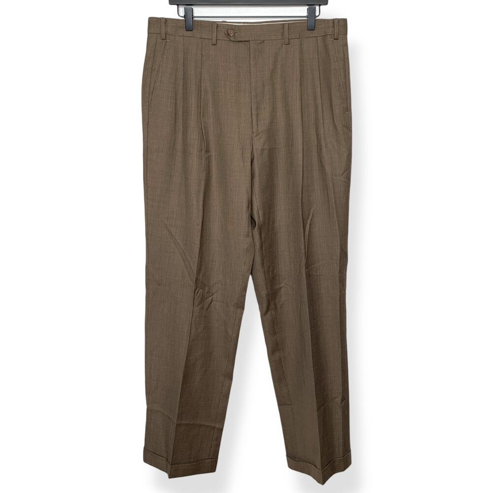 31L Lauren Ralph Lauren men's brown houndstooth 100% wool dress pants 36W